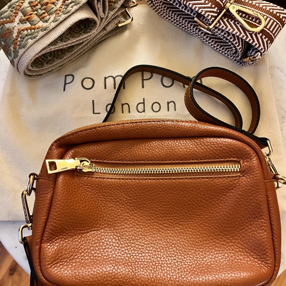 Pom Pom London Brown Leather Original Crossbody Bag